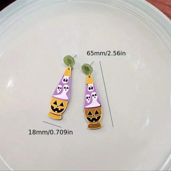 Halloween Ghost Lava Lamp Earrings - Picture 3 of 5